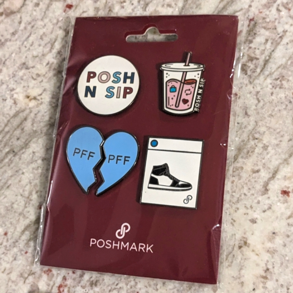 Collector's Poshmark Posh n Sip Pins Tie Tack Fashion 5 Pieces Included Gather